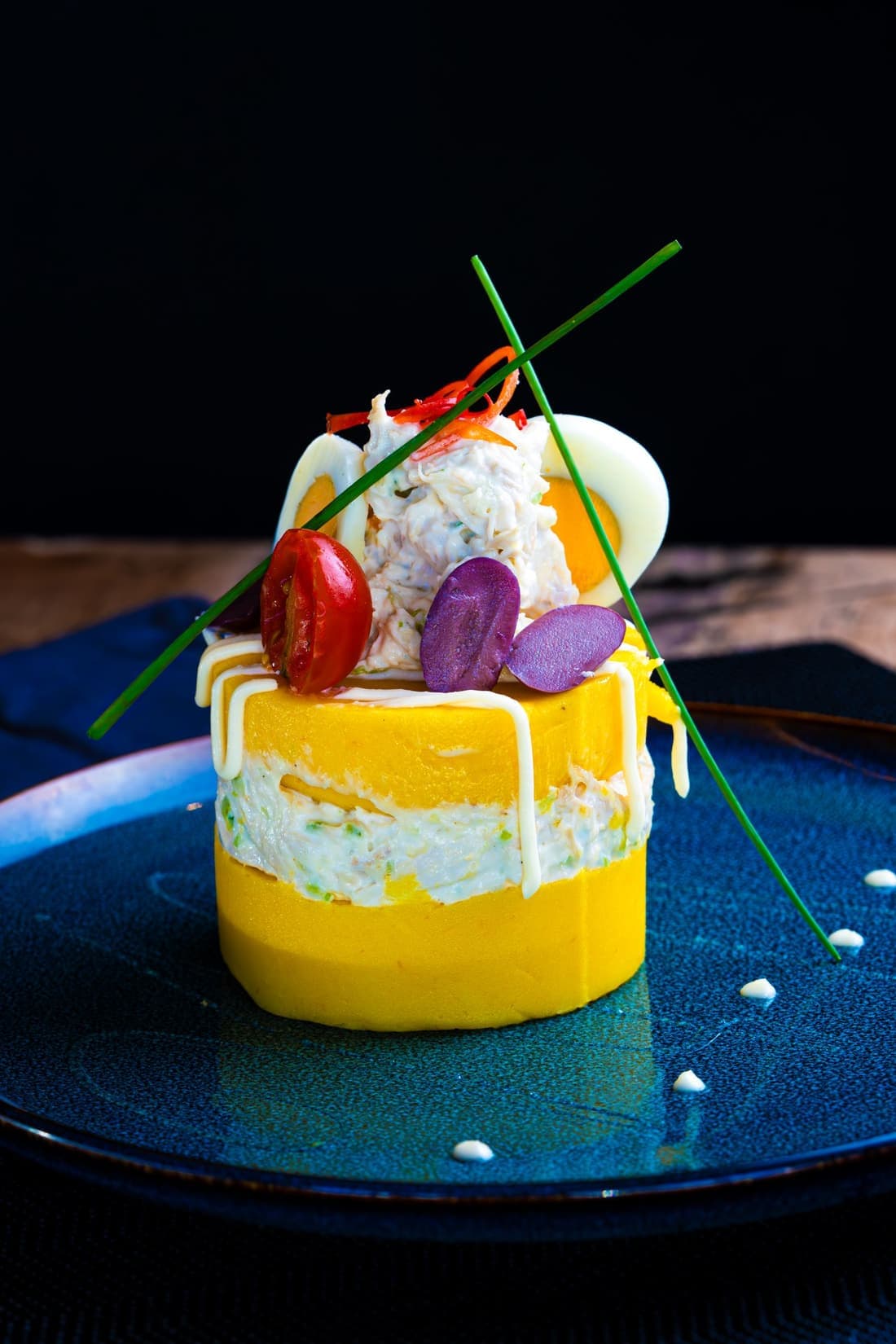 Platillo gourmet emplatado con guarnición, imagen de referencia